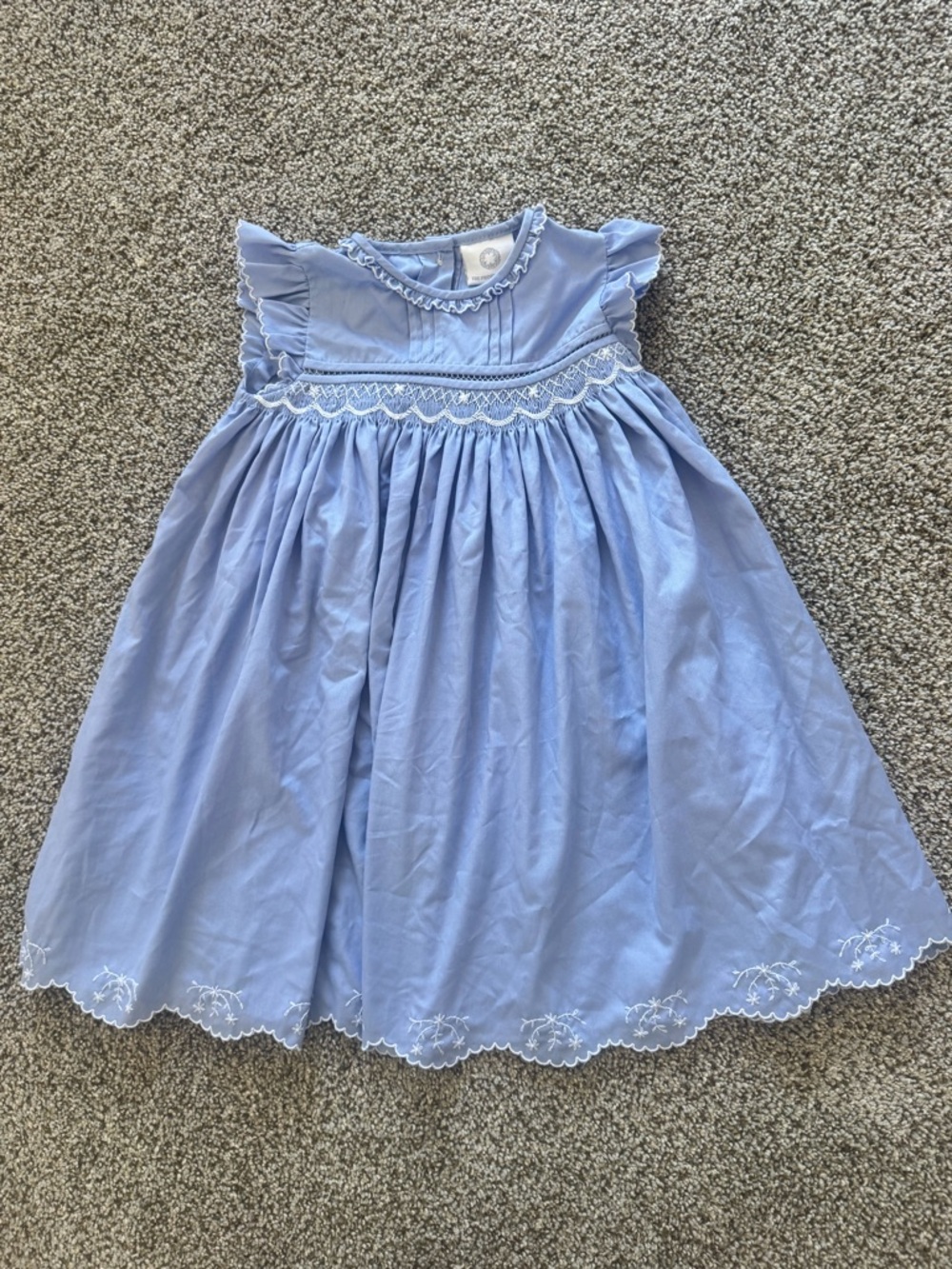 Proper Peony Light Blue Embroidered Girls Dress